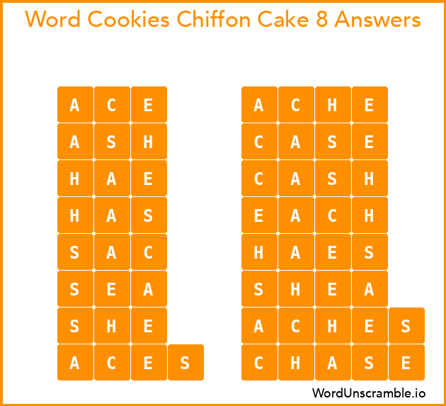 Word Cookies Chiffon Cake 8 Answers