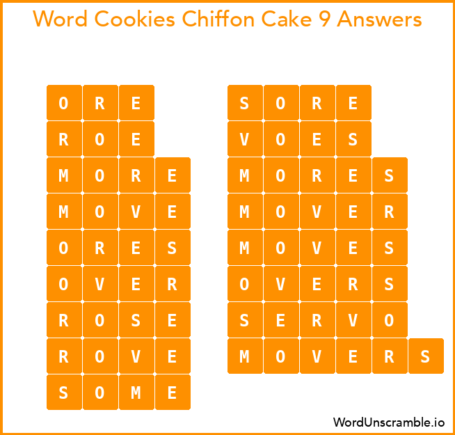 Word Cookies Chiffon Cake 9 Answers
