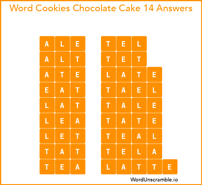 Word Cookies Chocolate Cake 14 Answers