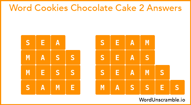 Word Cookies Chocolate Cake 2 Answers
