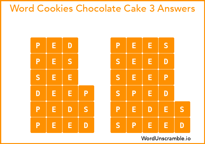 Word Cookies Chocolate Cake 3 Answers