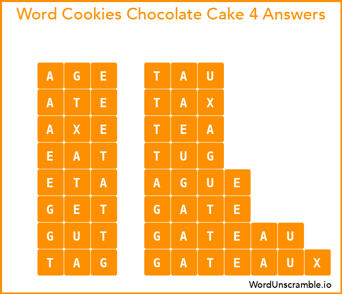 Word Cookies Chocolate Cake 4 Answers
