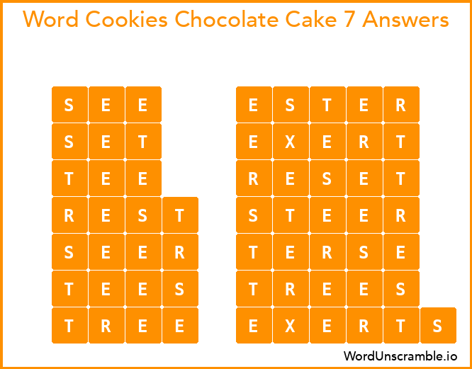 Word Cookies Chocolate Cake 7 Answers