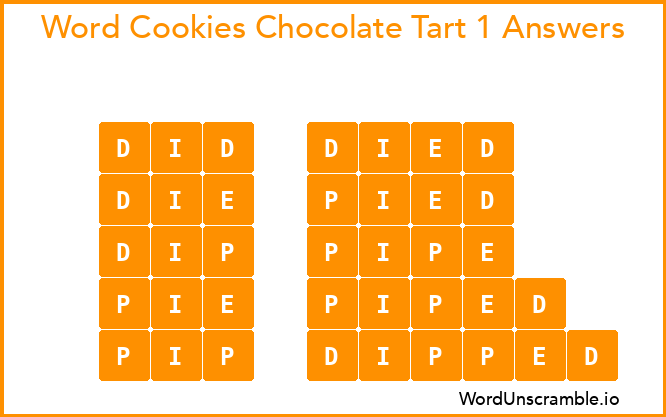 Word Cookies Chocolate Tart 1 Answers
