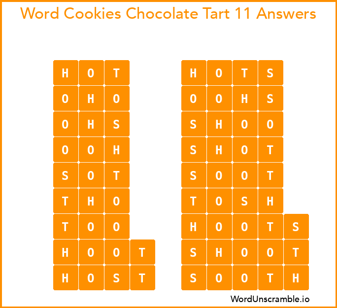 Word Cookies Chocolate Tart 11 Answers