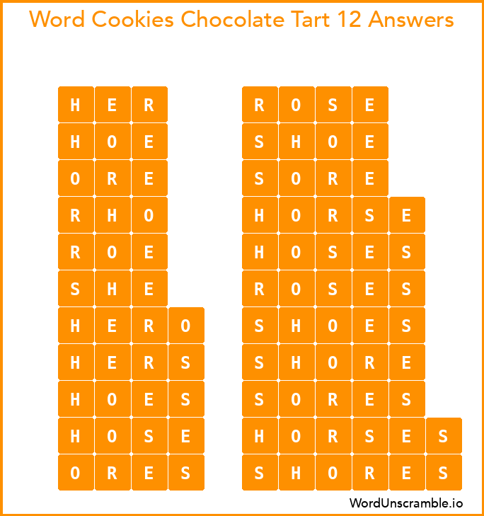 Word Cookies Chocolate Tart 12 Answers