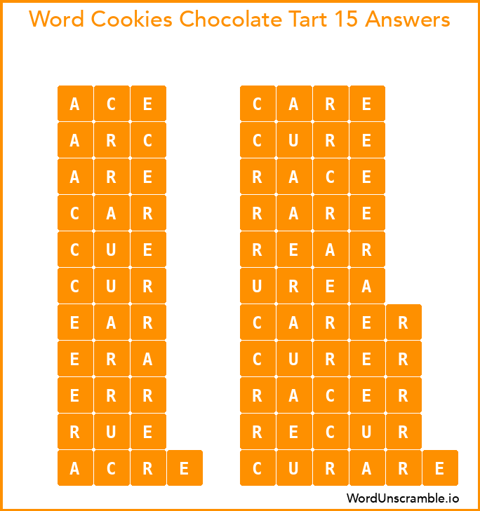 Word Cookies Chocolate Tart 15 Answers