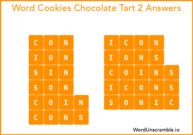 Word Cookies Chocolate Tart 2 Answers