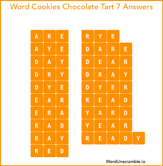 Word Cookies Chocolate Tart 7 Answers