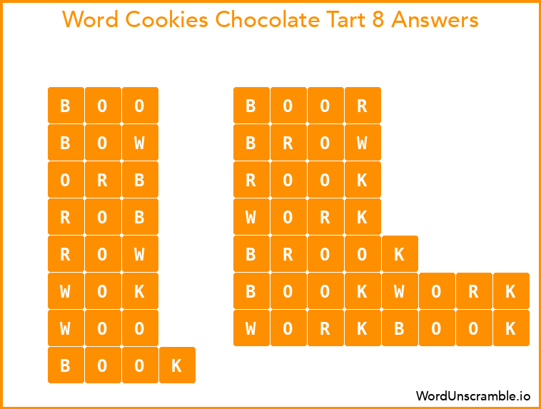Word Cookies Chocolate Tart 8 Answers