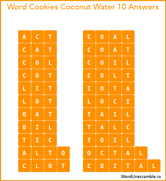Word Cookies Coconut Water 10 Answers