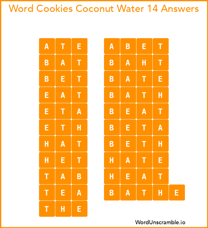 Word Cookies Coconut Water 14 Answers