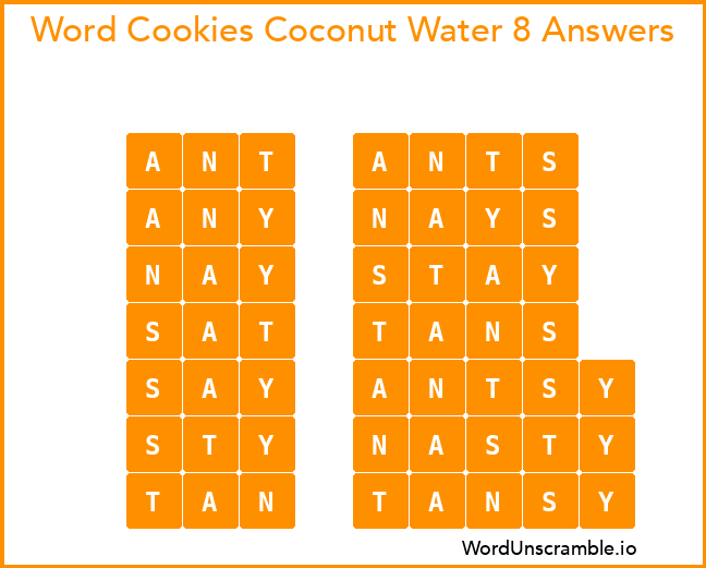 Word Cookies Coconut Water 8 Answers