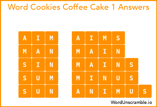 Word Cookies Coffee Cake 1 Answers
