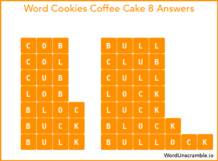 Word Cookies Coffee Cake 8 Answers