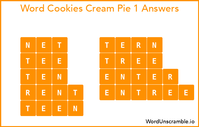 Word Cookies Cream Pie 1 Answers