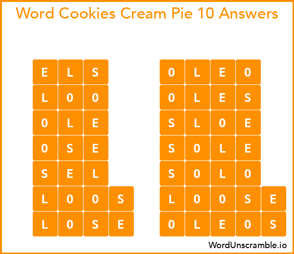 Word Cookies Cream Pie 10 Answers