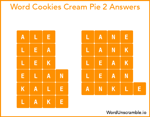 Word Cookies Cream Pie 2 Answers