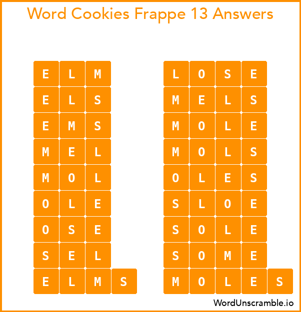 Word Cookies Frappe 13 Answers