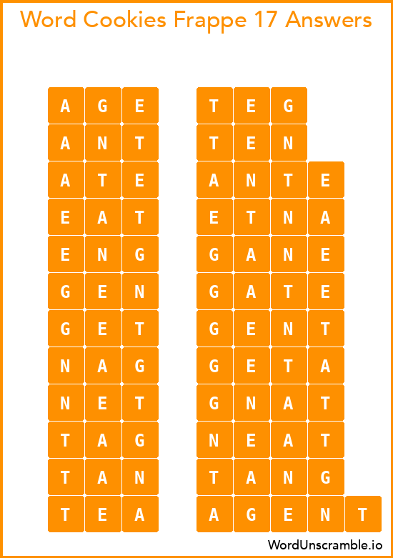 Word Cookies Frappe 17 Answers