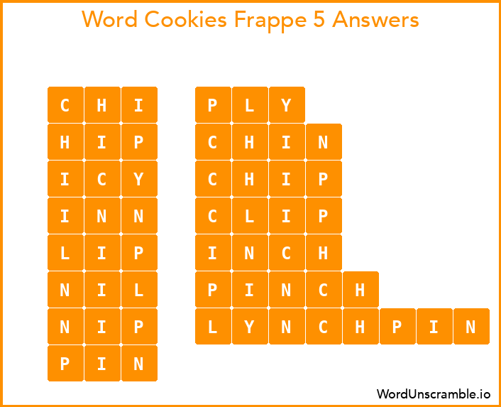 Word Cookies Frappe 5 Answers