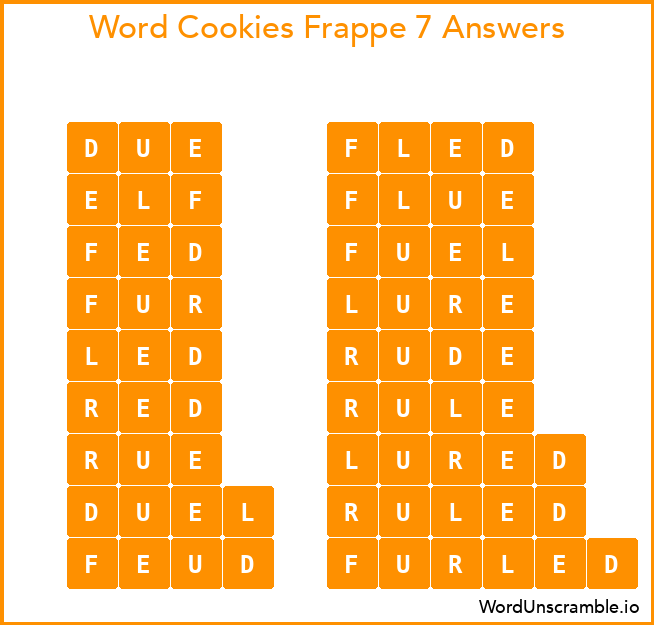 Word Cookies Frappe 7 Answers