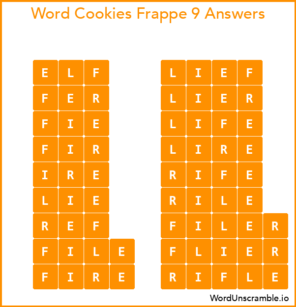Word Cookies Frappe 9 Answers