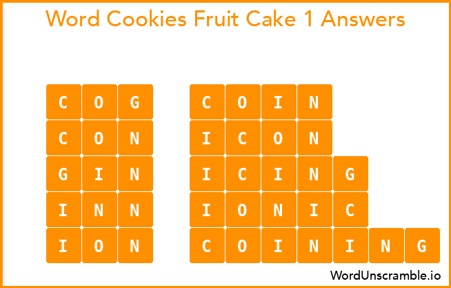 Word Cookies Fruit Cake 1 Answers