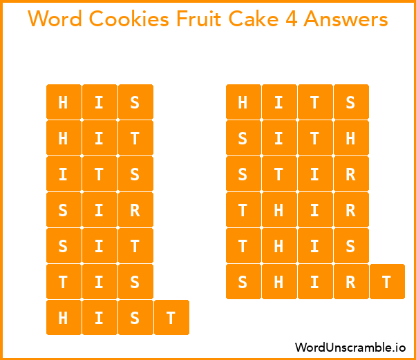 Word Cookies Fruit Cake 4 Answers