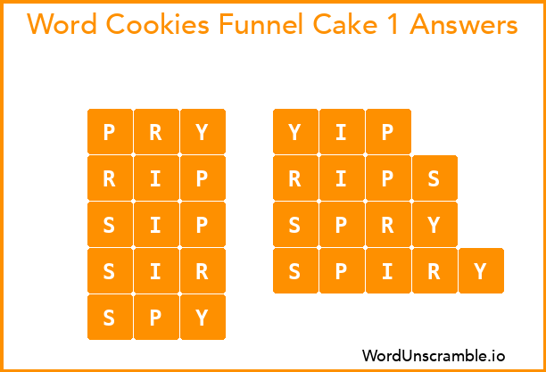 Word Cookies Funnel Cake 1 Answers