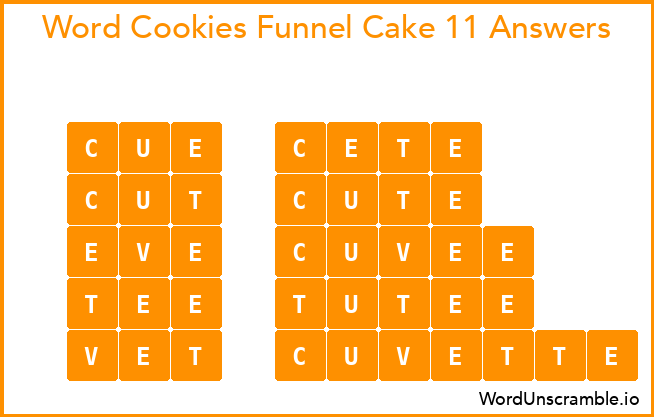 Word Cookies Funnel Cake 11 Answers