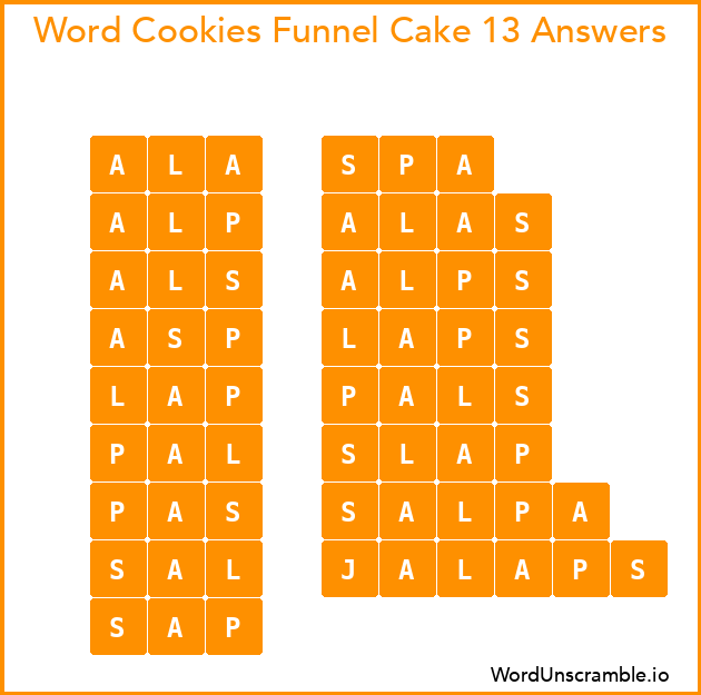 Word Cookies Funnel Cake 13 Answers