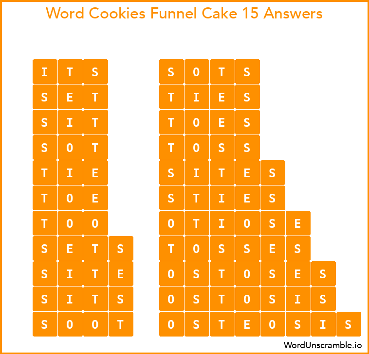 Word Cookies Funnel Cake 15 Answers