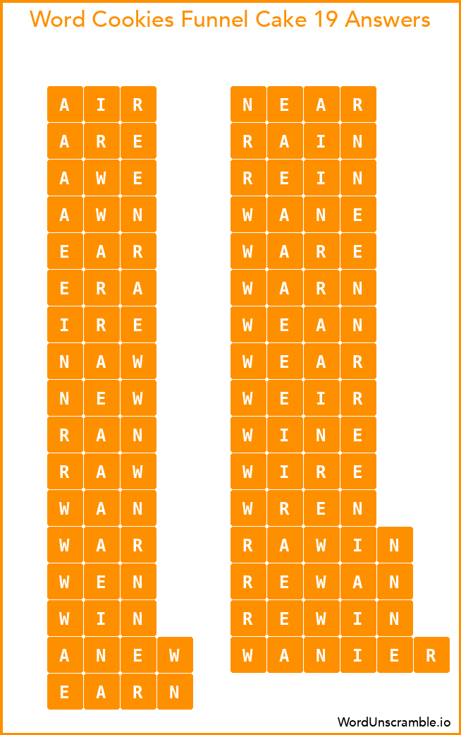 Word Cookies Funnel Cake 19 Answers