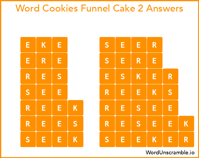 Word Cookies Funnel Cake 2 Answers