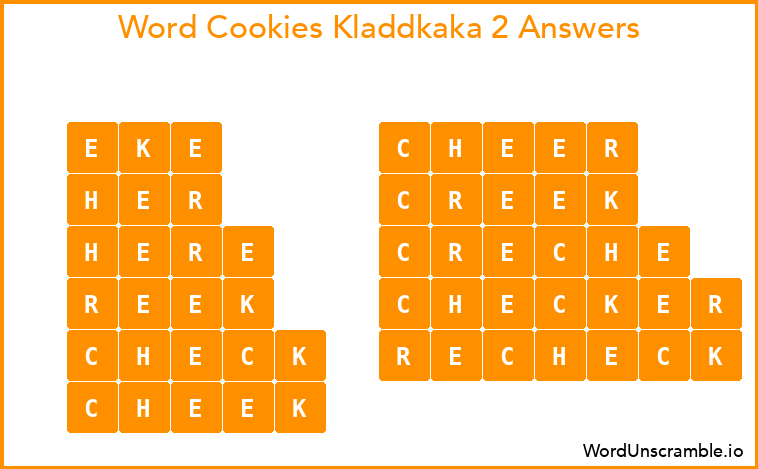 Word Cookies Kladdkaka 2 Answers