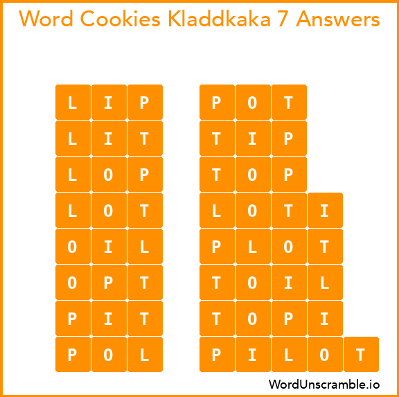 Word Cookies Kladdkaka 7 Answers