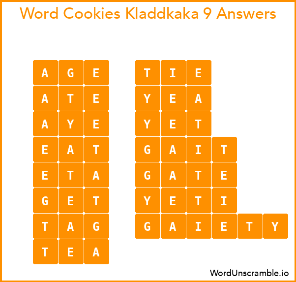 Word Cookies Kladdkaka 9 Answers