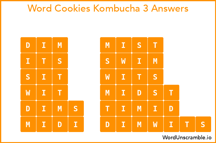 Word Cookies Kombucha 3 Answers