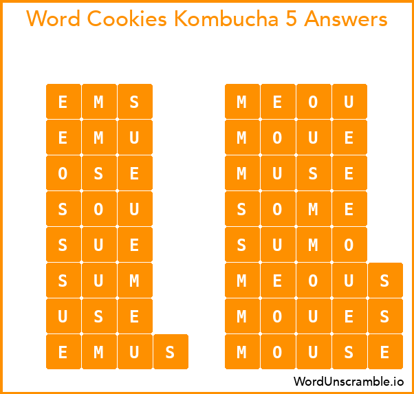 Word Cookies Kombucha 5 Answers