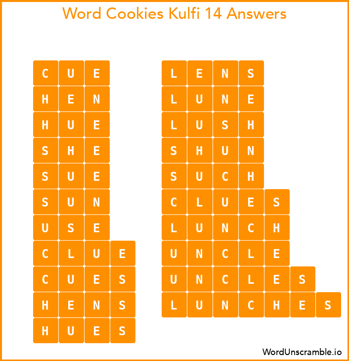 Word Cookies Kulfi 14 Answers