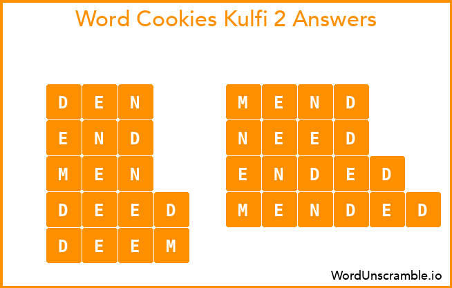 Word Cookies Kulfi 2 Answers