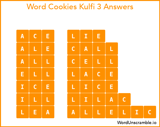 Word Cookies Kulfi 3 Answers