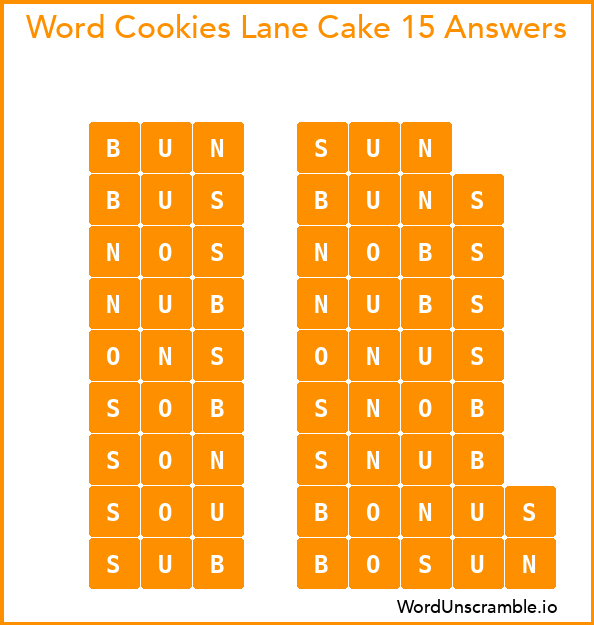 Word Cookies Lane Cake 15 Answers