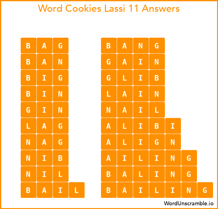 Word Cookies Lassi 11 Answers