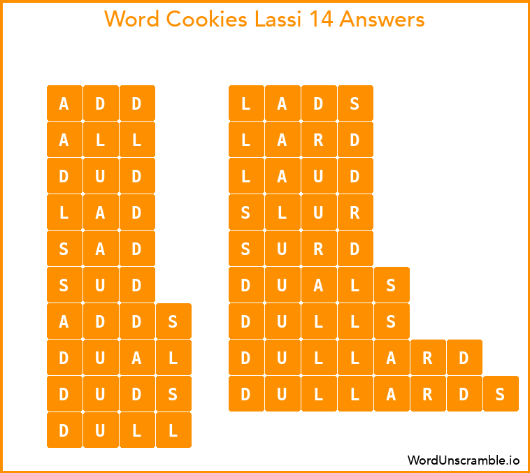 Word Cookies Lassi 14 Answers