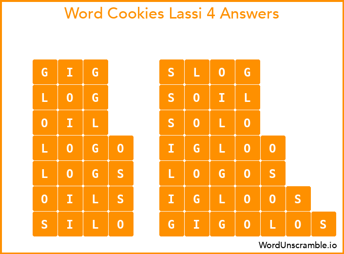 Word Cookies Lassi 4 Answers
