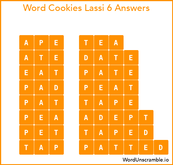 Word Cookies Lassi 6 Answers