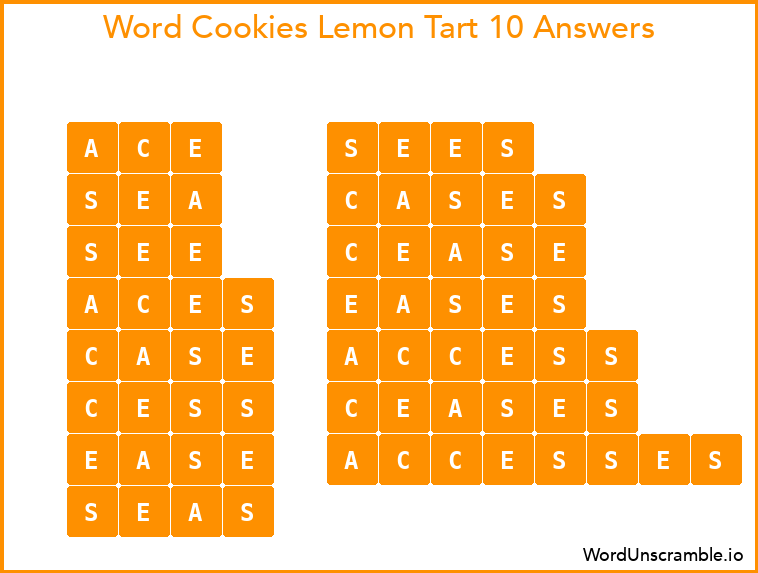Word Cookies Lemon Tart 10 Answers