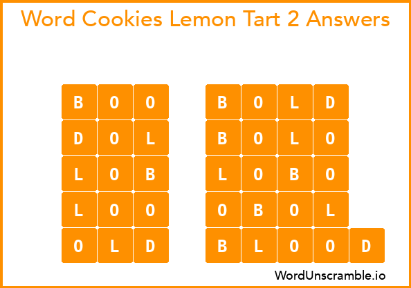 Word Cookies Lemon Tart 2 Answers
